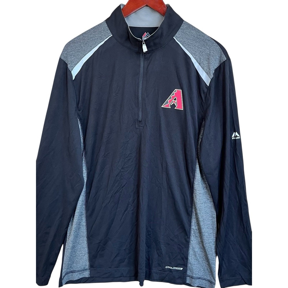 Majestic Arizona Diamondbacks MLB 1/4 Zip Pullover Men's L Black Gray Cool Base